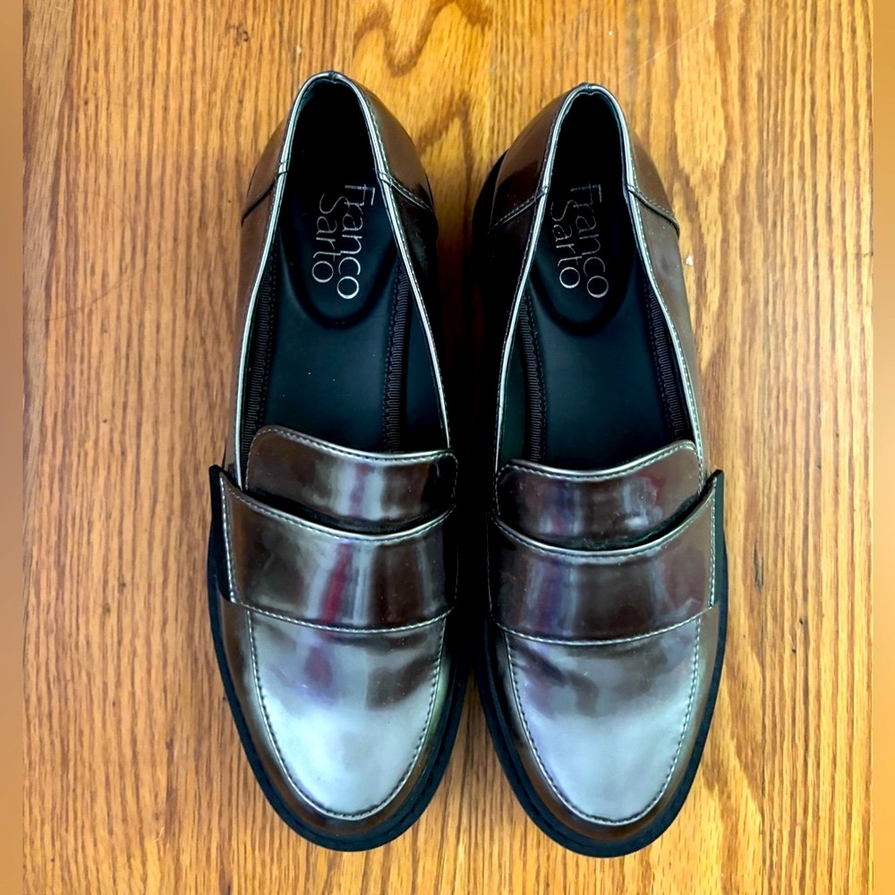 Franco Sarto Brown Leather Loafers Slip-Ons